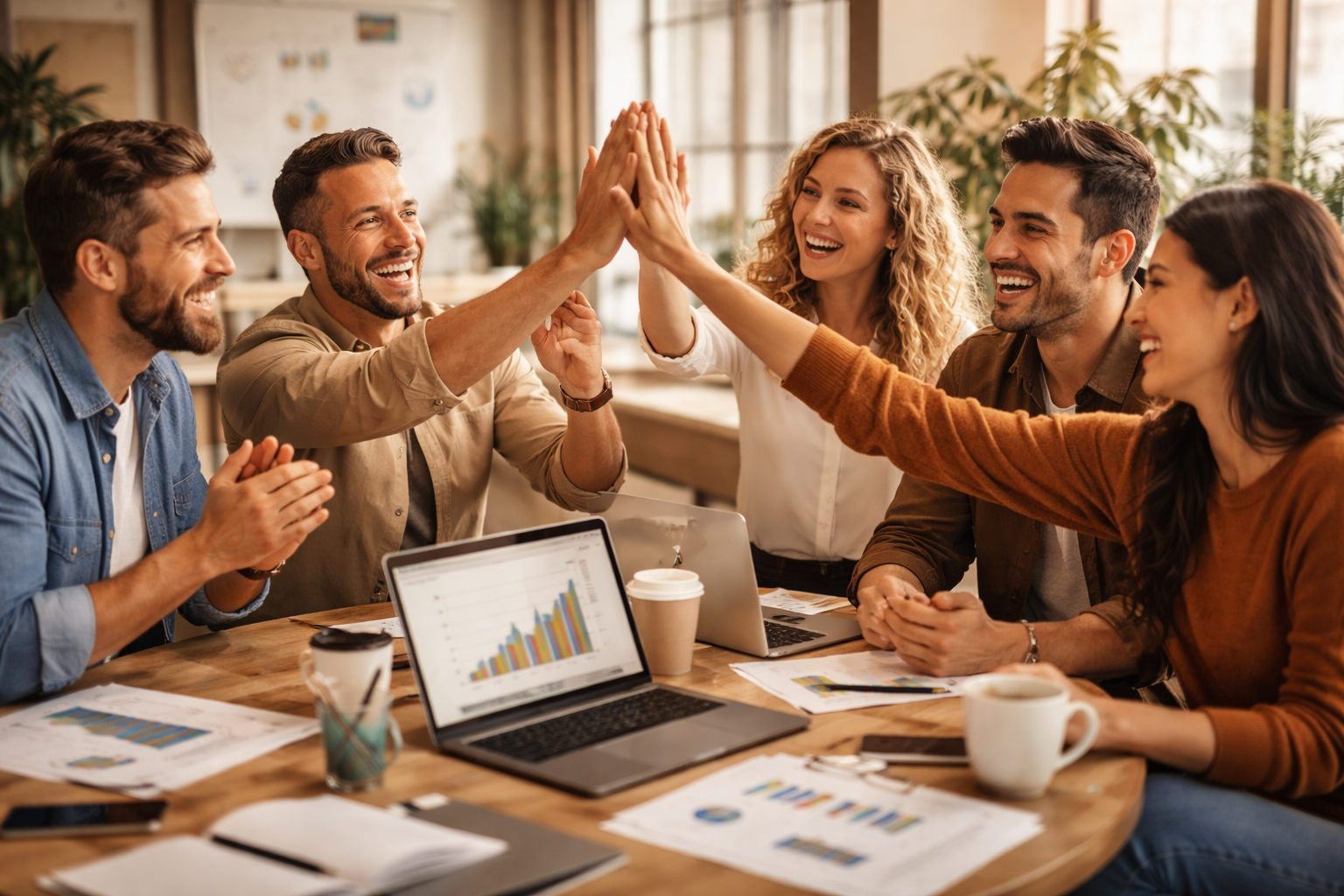 Equipo Carácter Real celebrando resultados